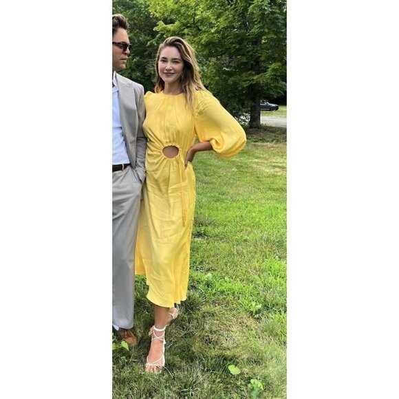 FARM RIO Cutout Piped Ring Midi Dress in Yellow Size Small - Picture 3 of 16